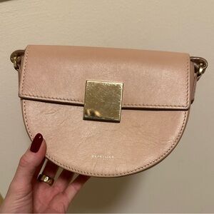 Demellier London crescent crossbody bag, rose / nude